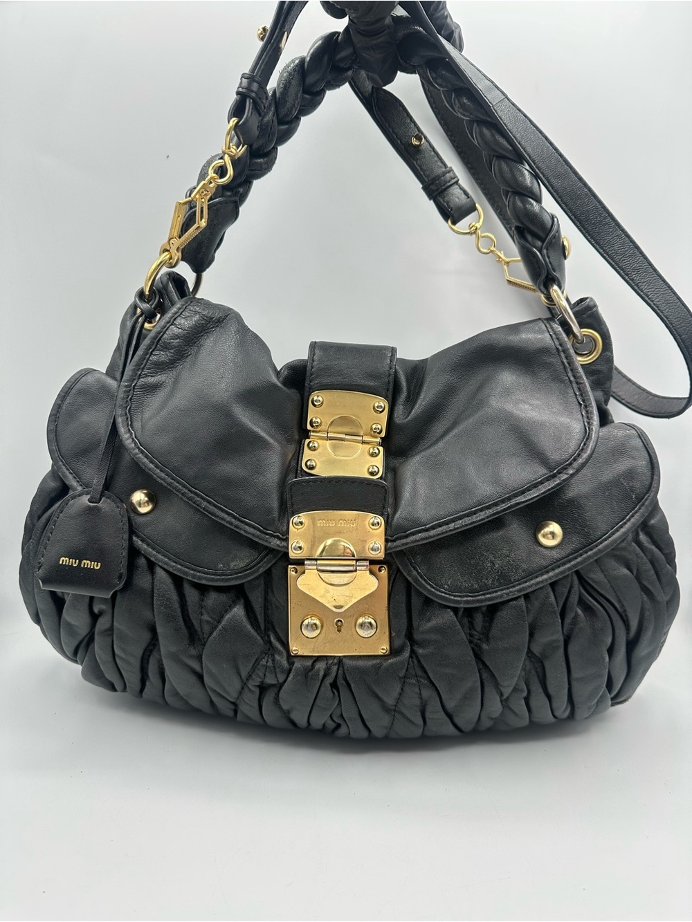 Miu Miu Nappa Matelassé Coffer hobo bag